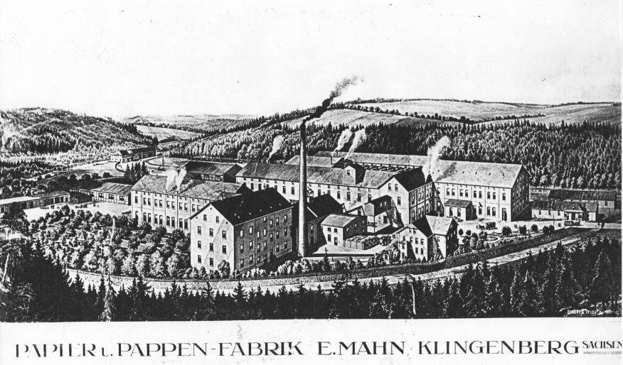 Papier und Pappen Fabrik E. Mahn. Klingenberg, Sachsen