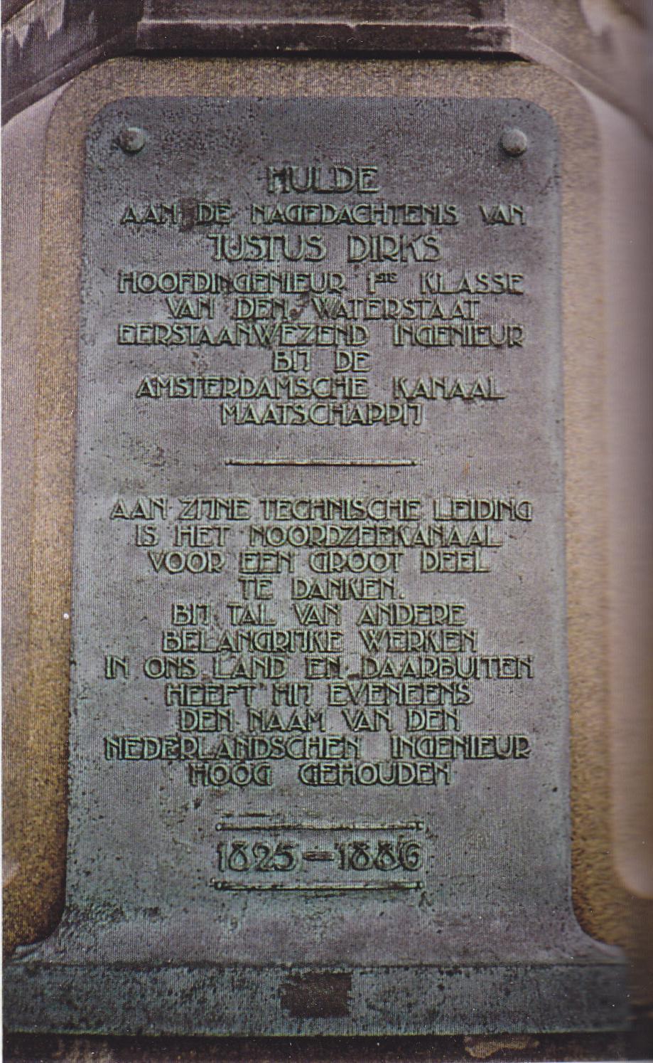 Plaque to Justus Dirks at monument in IJmuiden, Netherlands