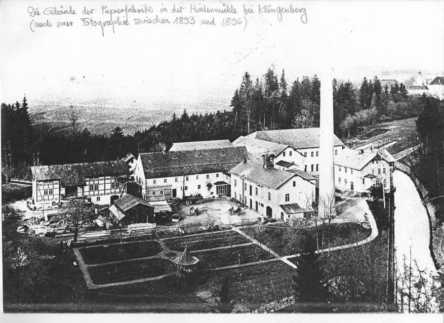 Photo of the Mahn paper factory at Klingenberg (circa 1893)
